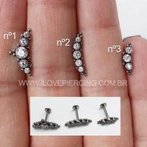 Labret titânio cascata hawai com zircônias e ponteira de rosca interna Labret titânio cascata hawai com zircônias e ponteira de rosca interna