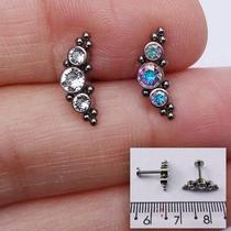 LABRET TITÂNIO CASCATA TRIO PUSH PIN - Joia para Piercing