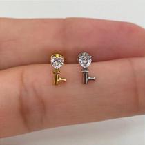 Labret titânio com chave e zircônia cristal