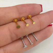 LABRET TITÂNIO DISCO LISO - Rosqueável, Hipoalergênico, 1,2mm