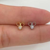 LABRET TITÂNIO FAVO COM ZIRCÔNIA CRISTAL - 1,2mm LABRET TITÂNIO FAVO COM ZIRCÔNIA CRISTAL - 1,2mm