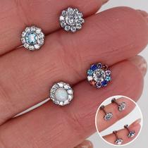 LABRET TITÂNIO FLOR FLAT COM ZIRCÔNIAS - 1,2mm