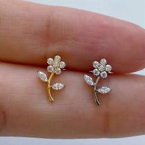 Labret titânio flor inteira com zircônias cristal