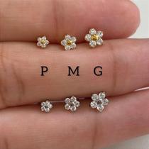 Labret titânio flor perfecta com zircônias cravadas