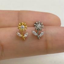 Labret titânio girassol inteiro com zircônias cristal