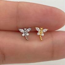 LABRET TITÂNIO LIBÉLULA COM ZIRCÔNIAS CRISTAL - 1,2mm