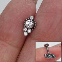 LABRET TITÂNIO OH GLORY - Piercing de Titânio com Zircônias
