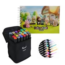 Labubu Livro Educativo + 24 Canetinhas Ponta Dupla