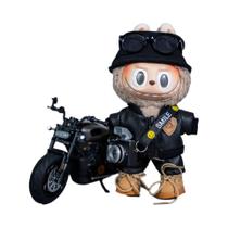 Labubu Macaroon Boneca De Vinil Roupas De Bebê 15cm Moda Casual Motocicleta Terno De Couro Roupa De