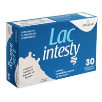Lac Intesty 10000 FCC Enzima Lactase 30 Comprimidos Metalab Mastigaveis Sem Sabor Sem Gluten Sem acucar Lac Intesty 10000 FCC Enzima Lactase 30 Comprimidos Metalab Mastigaveis Sem Sabor Sem Gluten Sem acucar