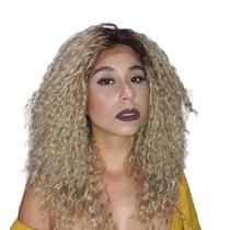 lace front cacheada loira ombre fibra futura 50 cm lace front cacheada loira ombre fibra futura 50 cm