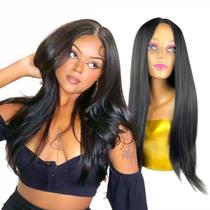 Lace Wig Peruca Lisa Longa 70 Cm Cabelo Fibra Premium + Cap - Rass Hair