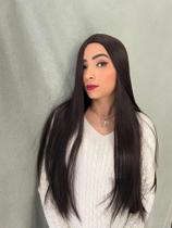 Lacewig, peruca, castanho, castanho escuro, premium, lisa, 75cm