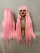 Lacewig, peruca, cinza, preta, ruiva, vermelha, platinada, franja, premium, lisa, 75cm