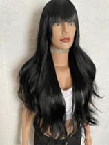 Lacewig, peruca, cinza, preta, ruiva, vermelha, platinada, franja, premium, lisa, 75cm