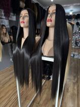 Lacewig peruca lace 1 metro super longa lisa fibra premium preta lisa morena iluminada castanho