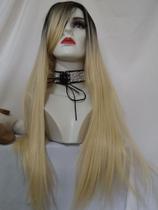 Lacewig, peruca, loira, preta, franja, premium, lisa, 75cm Lacewig, peruca, loira, preta, franja, premium, lisa, 75cm