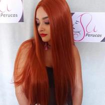 Lacewig peruca ruiva ruivo acobreado ondulada 80cm Premium - Juperucas