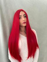Lacewig, peruca, vermelha, ruiva, premium, lisa, 75cm
