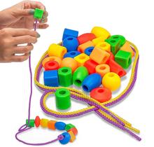 Lacing Beads Skoolzy, 30 unidades para crianças Montessori de 3 anos