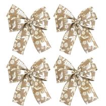 Laço Bege Rústico Rena Luxo Decoração Árvore Natal Top 06Un