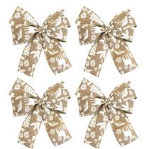 Laço Bege Rústico Rena Luxo Decoração Árvore Natal Top 12un