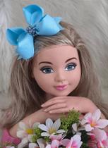 Laço Belli Bico de Pato Azul Bebê com Miolo de Pérolas Laço Belli Bico de Pato Azul Bebê com Miolo de Pérolas