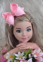 Laço Belli Bico de Pato Rosa Bebê com Miolo de Pérolas Laço Belli Bico de Pato Rosa Bebê com Miolo de Pérolas