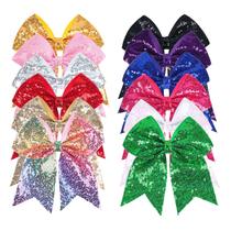Laço de cabelo de lantejoulas Cheer Bow Clip AMYDECOR de 7 polegadas para meninas