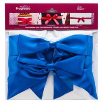 Laço de Cetim Simples Azul Royal G com Cinta Horizontal - Progresso