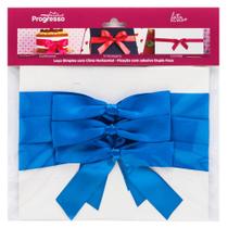 Laço de Cetim Simples Azul Royal M com Cinta Horizontal - Progresso