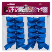 Laço de Cetim Simples Azul Royal P com Anel Elástico - Progresso