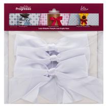 Laço de Cetim Simples Branco G com Fita Dupla Face - Progresso