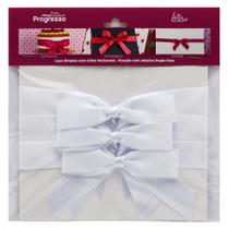 Laço de Cetim Simples Branco M com Cinta Horizontal - Progresso