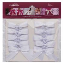 Laço de Cetim Simples Branco P com Anel Elástico - Progresso Laço de Cetim Simples Branco P com Anel Elástico - Progresso