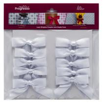 Laço de Cetim Simples Branco P com Fita Dupla Face - Progresso