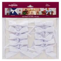 Laço de Cetim Simples Branco P com Fitilho 4mm - Progresso