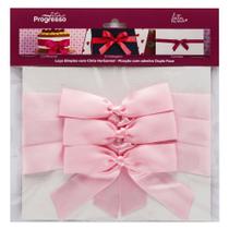 Laço de Cetim Simples Rosa Bebê M com Cinta Horizontal - Progresso