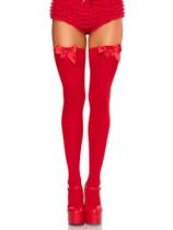 Laço de cetim Thigh Highs Leg Avenue para mulheres, vermelho Laço de cetim Thigh Highs Leg Avenue para mulheres, vermelho