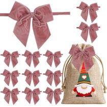 Laço de fita LiBongta Dusty Rose Velvet 12 peças para embrulho de presente