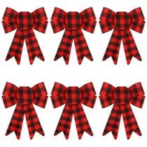 Laço de guirlanda de Natal CCINEE Red Buffalo Xadrez PVC x6