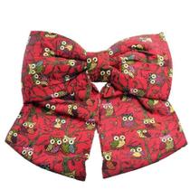 Laco de Natal 28cm Estampa Coruja - KIT C/ 3 UNID