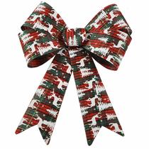 Laco de Natal 30cm Estampa Xadrez com Figuras - un Laco de Natal 30cm Estampa Xadrez com Figuras - un