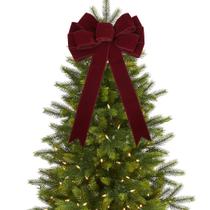 Laço de Natal LiBongTA 13 Burgundy Velvet Ribbon Bow x1