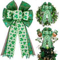Laço decorativo Hongsome St Patricks Day Burlap Green Glitter