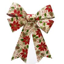 Laço Enfeite de Natal Estampado Pinhas 30x45cm - YAZI