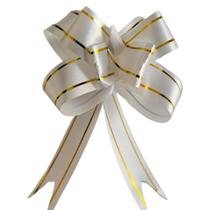 laço fácil c/filete ouro 18mmx33cm c/100 unidades branco laço fácil c/filete ouro 18mmx33cm c/100 unidades branco