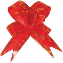 Laço fácil Gala vermelho com fio dourado 30mmx48cm 10 unidades