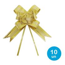 Laço fácil p/ presente 34cm - Dourado 10un