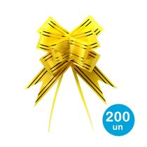 Laço fácil p/ presentes 20cm - Amarelo c/ dourado 200un